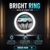 Mini Aro de Luz LED USB de Plástico, 3 Colores Ajustables, 12 Pulgadas, Luz para Selfies y Vlogs &amp;   Iluminación Fotográfica para Maquillaje