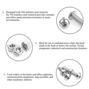 304 Stainless Steel M5 Hex Button Head <b>Cap</b> Screws Nuts Kit 100 Pcs Boxed Set With Hex <b>Key</b> - Product Image 4