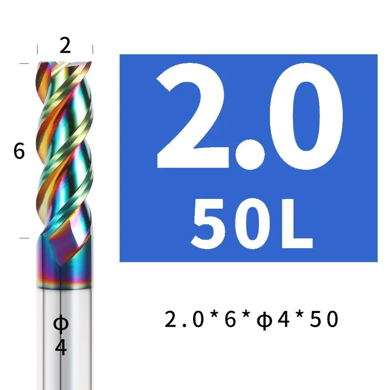 SOLID CARBIDE D8MM 60L Square end mill seven color carbide three edge end mill