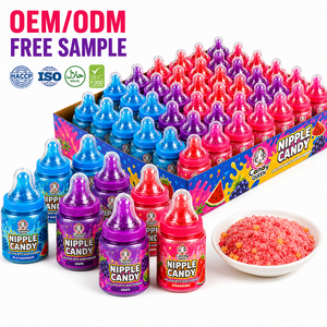 Venta al por mayor OEM: Caramelos de <span class=keywords><strong>chupete</strong></span> con forma de biberón para bebés, con polvo ácido, dulces personalizados con forma de juguete frutal para niños, marca privada. - Product Image 1