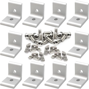 Hợp Kim Nhôm <span class=keywords><strong>L</strong></span>-Hình Dạng 2-<span class=keywords><strong>L</strong></span>ỗ Kết Nối Tấm 90 Độ Khung Góc Anodized Bề Mặt Bạc Màu Đen Cho 2020 3030 4040 - Product Image 2