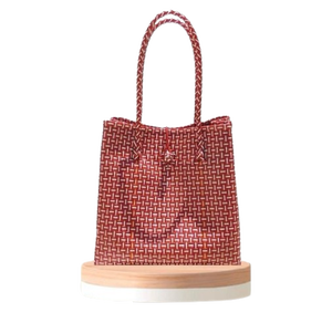 High Quality Eco-Friendly Sembagi Women's Handbag Red Fashionable Unique Weaved Premium Recycled <b>Plastic</b> Adult Size Wholesale - Product Image 4
