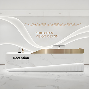 Mostrador de Recepción Blanco DKART, Superficie Acrílica de Alto Brillo, Luz LED Moderna, Mostrador Frontal para Salón de Belleza, Oficina, Vestíbulo de Hotel - Product Image 5