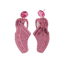 Boucles d'oreilles amusantes en acrylique effet miroir perforé, style sandales de plage, boucles d'oreilles Hawaï, accessoires pour femmes, pour les fêtes et les vacances