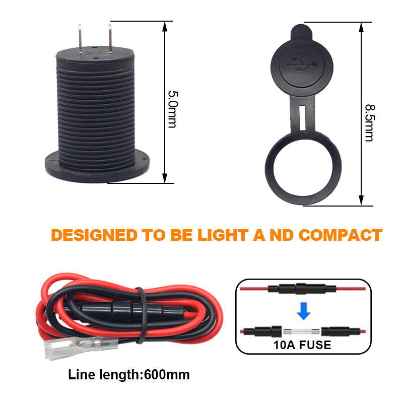 Caricabatterie Da Auto Con 2 Porte USB QC 3.0 E 2 Porte USB-C PD – Voltmetro E Interruttore, 12V Per Auto, Barca, Camper