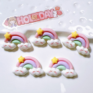 Breloques 3D en résine à dos plat, motifs Poney Arc-en-ciel <span class=keywords><strong>Ange</strong></span> Kawaii de dessin animé, pour accessoires capillaires DIY et décorations pour coques de téléphone, vente en gros - Product Image 5