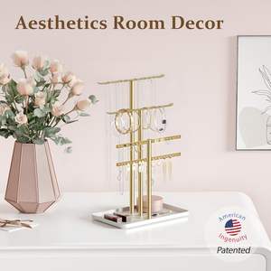 Support à bijoux en métal à 3 niveaux réglable, colliers, bracelets, boucles d'oreilles, rangement, présentoir, capacité de 80 pièces, cadeau élégant, organisation - Product Image 5