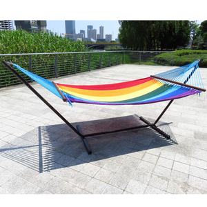 GSD <span class=keywords><strong>Hamacas</strong></span> <span class=keywords><strong>para</strong></span> acampar Cuerda <span class=keywords><strong>de</strong></span> algodón <span class=keywords><strong>para</strong></span> exteriores Hamaca doble con esparcidor <span class=keywords><strong>de</strong></span> <span class=keywords><strong>madera</strong></span> Patio Jardín Arco Iris Red Hamaca Cama - Product Image 5