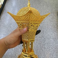 Diffuseur d'arômes électrique en fer forgé à motif doré, style arabe moyen-oriental, décoration de salon, porte-encens écologique aromatique