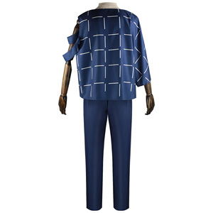 Disfraz de Cosplay de Jujutsu Kaisen para Hombre, Conjunto de Camisa y Pantalones con Patrón de Cuadros Azul Oscuro y Negro, Poliéster, Otoño 2023 - Product Image 3