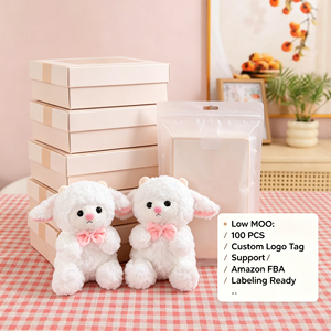 Peluche di Agnello Carino da 8 Pollici, Pecora Morbida Riccia, Bambola di Peluche con Fiocco Rosa, Confortante e Abbracciabile, Regalo di Compleanno, Decorazione per Cameretta Bambini - Product Image 5