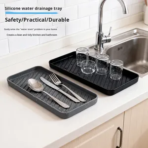 Tapete de Drenaje Cuadrado de <span class=keywords><strong>Silicona</strong></span> de Grado Alimenticio, Aislante del Calor, Antiescaldaduras, Diseño Moderno y Simple <span class=keywords><strong>para</strong></span> Baño - Product Image 3