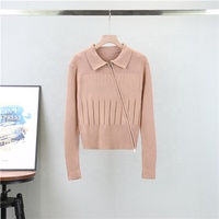 Nouveau cardigan en tricot à fermeture éclair et revers pour femme, mode française, printemps et automne