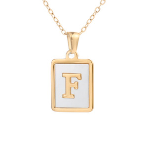 Collar Personalizado con Colgante Cuadrado de Letras del Alfabeto en Acero Inoxidable, Varios Estilos, Letras Iniciales en Forma de Concha para Mujer - Product Image 6