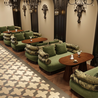 Canapés de restaurant en bambou de style occidental, ensembles de tables et chaises de café, mobilier personnalisable de style français vintage pour maisons d'hôtes et hôtels
