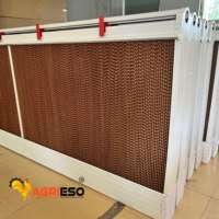 Nouveau Panneau de Refroidissement Avicole Agrieso AGC001 en Papier, PVC et Cadre en Alliage d'Aluminium Noir pour Poulets de Chair, Poules Pondeuses et Poulets Reproducteurs en Ferme Avicole