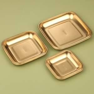 Assiettes à snack en acier inoxydable 304 Plateaux de service pour le dîner Plat à friture Pot à <span class=keywords><strong>fondue</strong></span> Plaques de barbecue coréennes Restaurant - Product Image 2