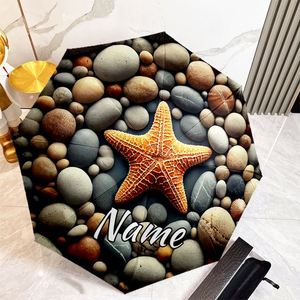 1 Pieza, Sin Pedido Mínimo, Paraguas Plegable Personalizado con Nombre de Estrella de Mar, Regalo de Playa Personalizado, Impresión UV, Pedido Individual, Ombrello Personalizzato - Product Image 2