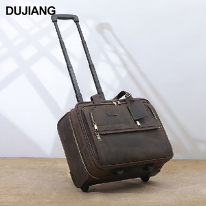 Dujiang Men's 16-Inch Business Carry-On <b>Suitcase</b> With Swivel Wheels Durable Leather Travel Bag For Business Travel - Product Image 1