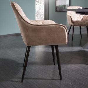 Sillas de Comedor de Tela Moderna Nórdica para Hotel, Sillas de Comedor de Metal Negro para Cocina y Restaurante, Sillón de Terciopelo Beige para Restaurante - Product Image 4