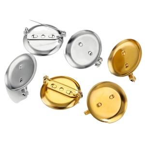 อุปกรณ์เสริมเข็มกลัดสแตนเลสชุบทอง 18k เข็มกลัดฐานอัญมณีสําหรับการทําเครื่องประดับ DIY - Product Image 6