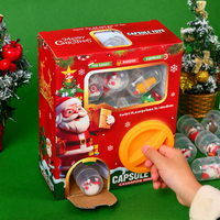 Distributeur de capsules de Noël, figurines porte-clés en boîte surprise, 7 capsules en PVC, vente en gros, lot de cadeaux fantaisie