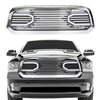Grille avant chromée Big Horn + coque chromée avec lumière LED pour 13-18 Dodge Ram 1500