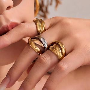 18K Gold Plated High Polished <b>Plain</b> Band <b>Ring</b> Anti Fade Stainless Steel Finger Jewelry For Women - Product Image 1