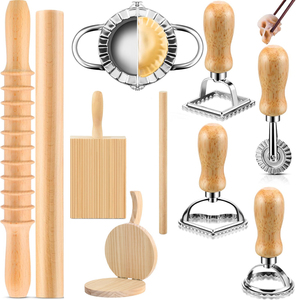 <b>Italian</b> Dumplings Pasta Making Tool Set Includes Wooden Pasta Cutter Dough Scraper Rolling Pin Pasta Drying Rack - Product Image 1