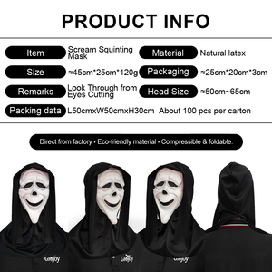 Máscara de Látex de Cara Fruncida para Halloween, Disfraz de Terror para Fiestas, Broma Aterradora, Personalizable - Product Image 4