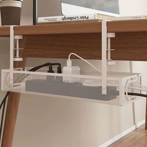 Gestion des câbles sous le bureau : Plateau de rangement pour accessoires de bureau à domicile, cache-câbles, support de câbles, chemin de câbles, organiseur de cordons - Product Image 4