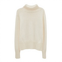 Pull en cachemire mélangé à la laine mérinos pour femme, col roulé, manches tombantes, ourlet et poignets côtelés, tricoté sur mesure, confortable