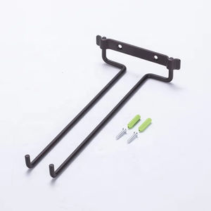 Support mural en acier inoxydable pour <span class=keywords><strong>verres</strong></span> <span class=keywords><strong>à</strong></span> vin, porte-<span class=keywords><strong>verres</strong></span> en fer noir pour bar, cuisine, rangement suspendu sous armoire - Product Image 1