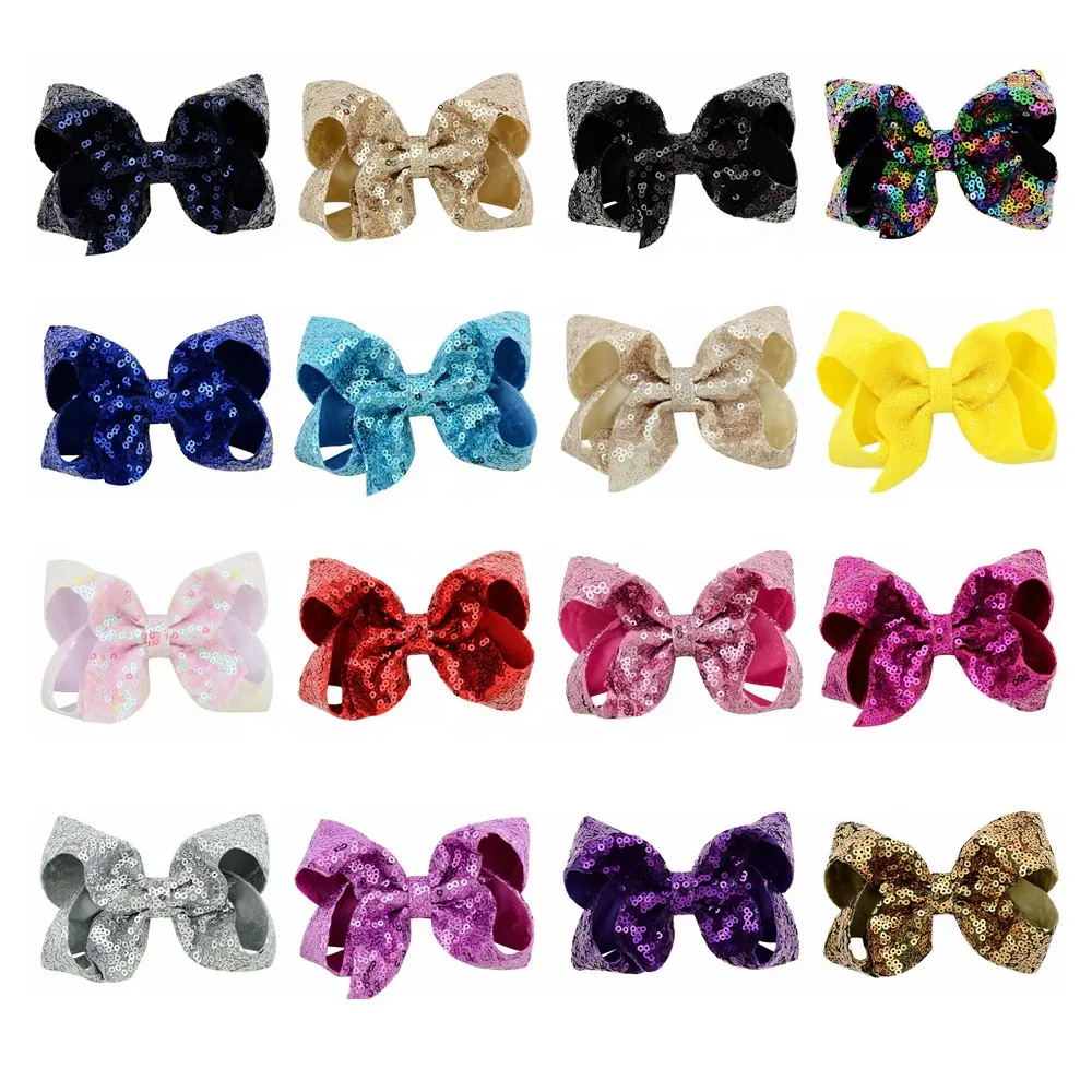 Midi Baby Girl Boutique Glitter Sparkly Handmade Sequin Hairbow Cô Gái Tóc Bow Clips Đối Với Đảng Trang Trí