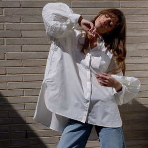 <span class=keywords><strong>Camicia</strong></span> Casual Enyami <span class=keywords><strong>camicia</strong></span> da ufficio <span class=keywords><strong>bianca</strong></span> elegante camicetta ampia con risvolto solido <span class=keywords><strong>a</strong></span> <span class=keywords><strong>maniche</strong></span> lunghe <span class=keywords><strong>a</strong></span> lanterna <span class=keywords><strong>a</strong></span> <span class=keywords><strong>palloncino</strong></span> da donna - Product Image 1