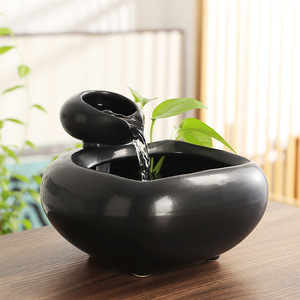 Fuente de agua de cerámica estilo chino con agua corriente y patos para decoración de escritorio - Product Image 3