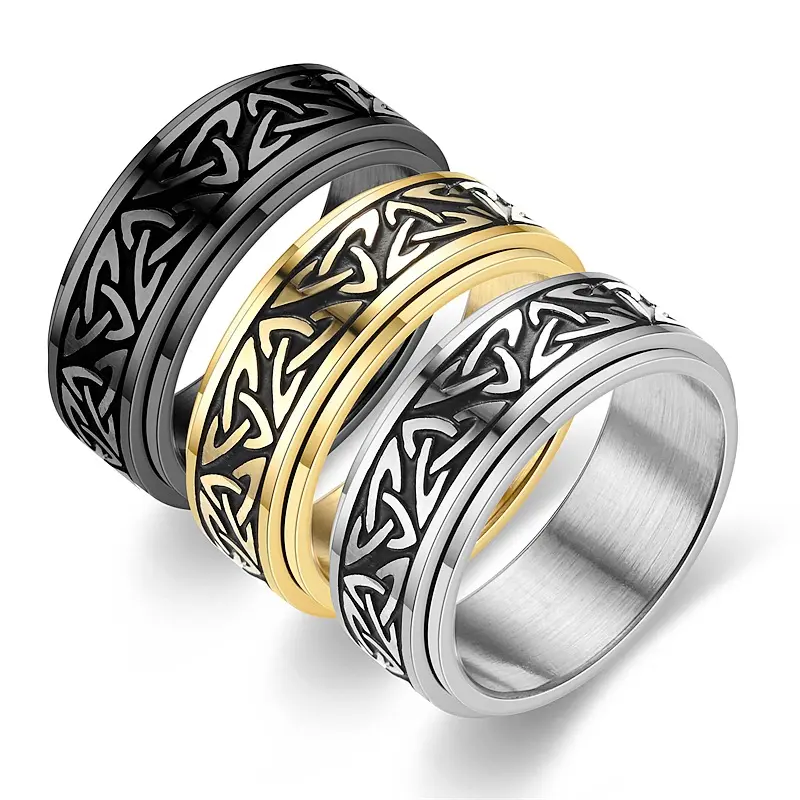 Cincin pemintal baja tahan karat untuk pria wanita cincin kecemasan simpul Celtic untuk pria cincin Fidget Celtic untuk pria gaya Nordic Celtic