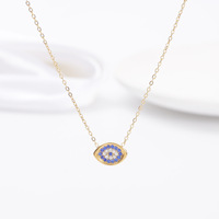 Kalung Liontin Mata Iblis Minimalis Wanita XL504 dari Baja Anti Karat Lapis Emas Perak Zirkon Hipoalergenik Anti Luntur