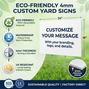 Customized Corrugated Plastic <strong>Sheet</strong> Environmentally Friendly and <strong>Waterproof</strong> High-quality 4mm Thick Yard Sign with H Stake - Product Image 1