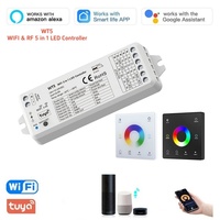 Tuya WiFi RF 5 1 LED contrôleur WT5 2.4G verre écran tactile gradateur à distance CCT RGB RGBW RGBCCT bande lumineuse pour la domotique