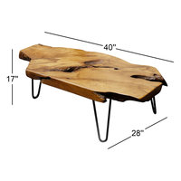 Table basse en bois Yuepeng Meimu, finition laquée transparente, design à bords naturels, bois massif de forme naturelle, écologique, durable