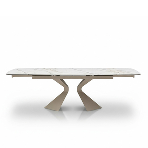 Light Luxury <strong>Save</strong> <strong>Space</strong> Retractable Metal Base Ceramic <strong>Dining</strong> <strong>Table</strong> Set 4 <strong>Chairs</strong> - Product Image 3