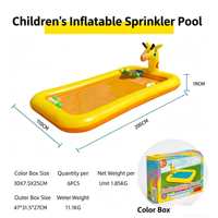 Piscine gonflable pour enfants, coussin de bain extérieur en forme de girafe, piscine à balles pliable pour bébé, 200x110x19cm