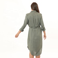 Chemises habillées de maternité personnalisées, lin formel décontracté, robe d'allaitement de grossesse en coton vert poussiéreux avec attache automatique