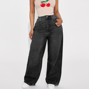 Vendita Diretta dalla Fabbrica Jeans da <span class=keywords><strong>Donna</strong></span> Personalizzati a Gamba Dritta e Vita Alta, Vestibilità Comoda, Stile Classico Baggy - Product Image 3