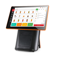 Système de point de vente à double écran Android 15,6 + 11,6 pouces, couleur noir/orange, avec prix d'usine