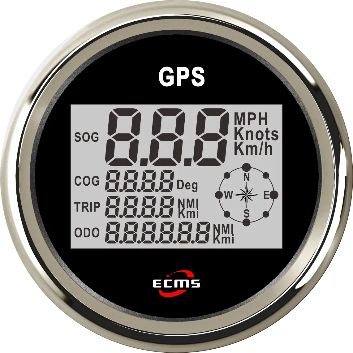 Visage noir Argent Lunette 85mm Automatique Numérique GPS Compteur De Vitesse