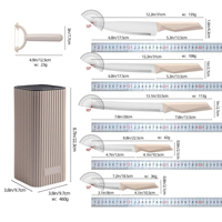 Ensemble de 7 couteaux de cuisine avec support carré en acier inoxydable, couteau de chef pour la maison