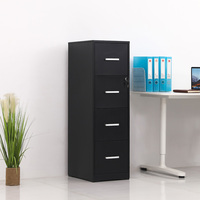 Archivador Vertical Moderno de Acero Laminado en Frío con Recubrimiento en Polvo, 4 Cajones con Cerradura, Mueble de Almacenamiento de Oficina de Acero