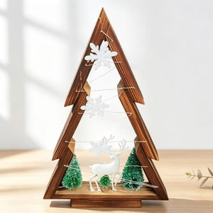 Wooden Christmas <b>Tree</b> <b>Ornament</b> Medium Size Hanging Desk Decoration For Home Holiday Display - Product Image 1